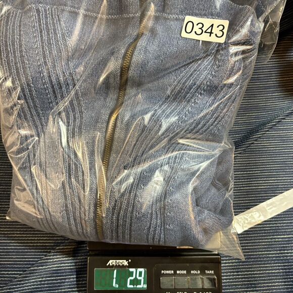 Blue Willi's Knit Denim Jacket Women XL Boho Western Zip Y2K Cottagecore Rare - Picture 8 of 8